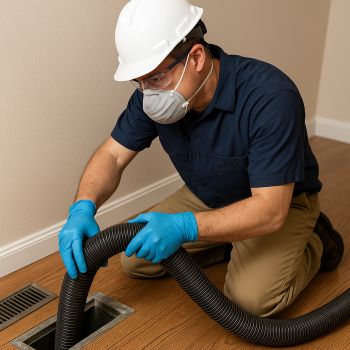 Professional air duct cleaning technician in Chadds Ford